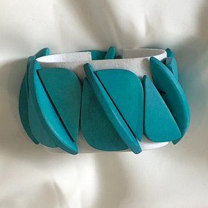 Wow! Check Out This Cool Retro 80's Vintage Bracelet w Turquoise Wood Beads